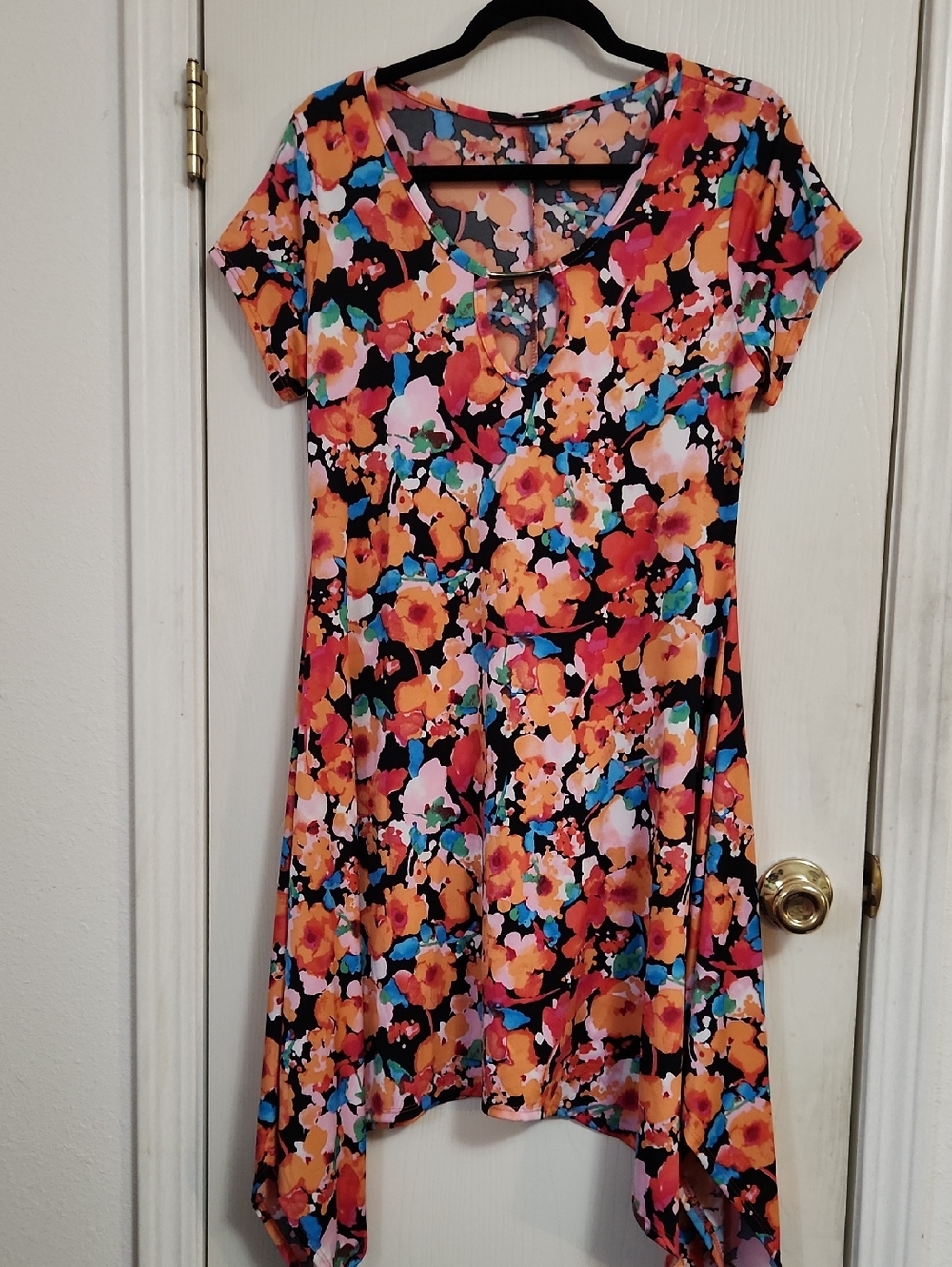 Vibrant Floral Short Sleeve Swing Dress